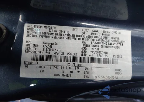 2018 Ford Focus Titanium z USA, uszkodzony, nr VIN 1FADP3N21JL230788